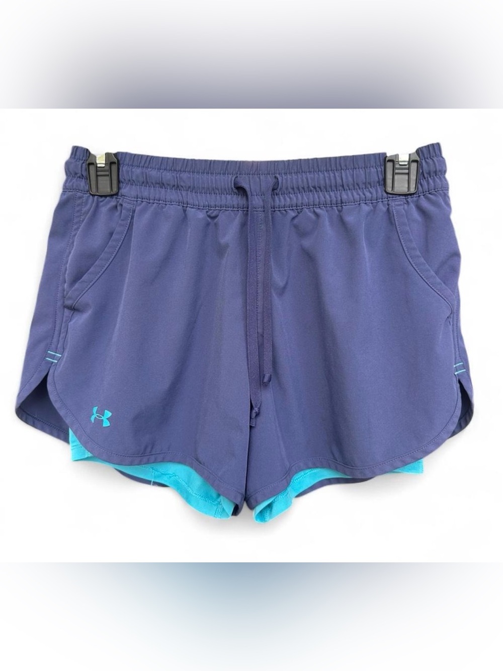 Under Armour Women's Purple Athletic Shorts with Aqua Liner